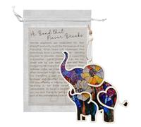 Lotsdonxia Ornamento in legno a forma di elefante con biglietto di storia, regalo floreale dell'amicizia per donne, carino decorazione da appendere per sorellanza, decorazione per la casa e le feste