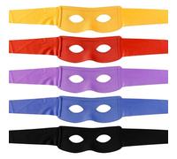 Lotsdonxia Set di 5 maschere per il viso da supereroe ninja, regolabili, per Halloween, cosplay e feste (rosso, blu, giallo, viola, nero)