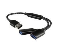 Lotsdonxia Splitter USB a 2 porte, adattatore di prolunga maschio a doppia femmina con sincronizzazione dati e supporto per ricarica, hub compatto per laptop, PC, auto, unità flash, tastiere o console