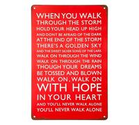 Lotsdonxia Targa in metallo vintage con scritta "You'll Never Walk Alone", poster da parete in metallo per pub, bar e decorazione per la casa