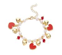 LOTSOF Braccialetto da donna placcato in oro 18 carati, con perle di fragola e ciliegie, braccialetto regolabile con frutta carina, regalo di compleanno, regalo per Natale e compleanno, Springs1