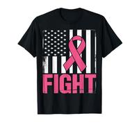 Lotta al cancro al seno nastro rosa bandiera americana Maglietta