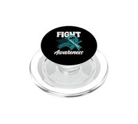 Lotta al cancro cervicale consapevolezza bandiera americana nastro verde acqua PopSockets PopGrip per MagSafe