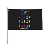 Lotta contro il cancro in tutti i colori Lotta contro il cancro Consapevolezza Nastri Bandiera 3x5 Ft Un lato Outdoor Farmhouse Yard Sign Bandiera decorativa da giardino con occhielli in ottone