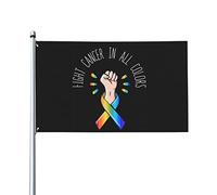 Lotta contro il cancro in tutti i colori Lotta contro il cancro Consapevolezza Nastri Bandiera 3x5 Ft Un lato Outdoor Farmhouse Yard Sign Bandiera decorativa da giardino con occhielli in ottone