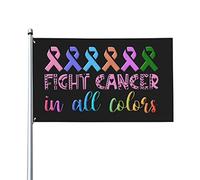 Lotta contro il cancro in tutti i colori Lotta contro il cancro Consapevolezza Nastri Bandiera 3x5 Ft Un lato Outdoor Farmhouse Yard Sign Bandiera decorativa da giardino con occhielli in ottone