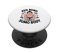 Lottatore di sumo in cartone animato "ZEN MIND, SUMO BODY" PopSockets PopGrip Adesivo