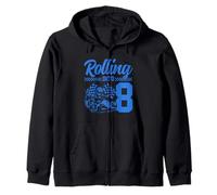 L'ottavo compleanno di Go Kart Racing Rolling Into 8 Funny Boys Kids Felpa con Cappuccio