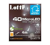 Lotti 40 Microled Bianco Interno/Esterno A Batteria | Catena lineare 4m 40 MicroLED BIANCO