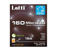 LOTTI Catena LINEARE 16M 160 MICROLED Bianco Diametro 1.5MM CA Luce Fissa + 7 Giochi di Luce + off Timer ON-off 8-16 Ore