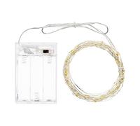 LOTTI Catena LINEARE 4M 40 MICROLED Bianco Caldo Diametro 1.5MM Luce Fissa A Batteria Porta BATTERIE con SELETTORE ON-off