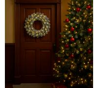 Lotti Corona Natalizia Innevata Ø40cm 50 LED Bianco Caldo Dietroporta con Timer [EEK: Conforme]