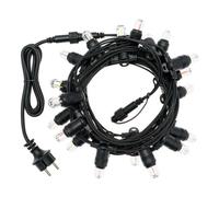 Lotti Filo Nero 20 luci - LED Multicolore (6 + 1,5 mt) Giuntabile E14 Papaya