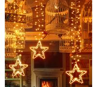 Lotti Tenda Luminosa di Natale con Stelle 392 Luci LED Bianco Caldo mt 2 x0,9h [EEK: Conforme]