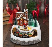 Lotti Villaggio Albero con Babbo Natale su Scala e Trenino Rotante Luci e Suoni [EEK: Conforme]