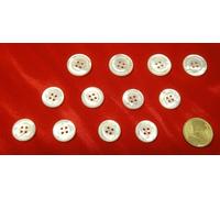 Lotto 12 bottoni in madreperla con bordo colore BIANCO NATURALE