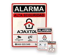 Lotto 3 poster allarme AJAXTDLA. Autentico laccato | Rilievo | Poster Zona Videosorveglianza - Dissuasori - Interno ed Esterno - Piastra allarmi videosorveglianza | 3 misure