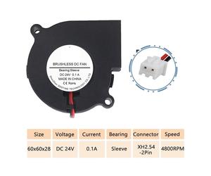 LOTTO 5 pezzi DC12V2Pin60mm6cm60x28mm6028 Piccola ventola centrifuga di raffreddamento con cuscinetti a sfera, ventola turbo di raffreddamento,