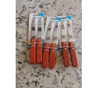 Lotto 6 Coltelli da Tavolo + Pelatore Verdure 11 CM Inossidabile Legno -13071