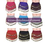 Lotto assortito accessori danza del ventre donna moneta d'oro Jaal 3 file sci...