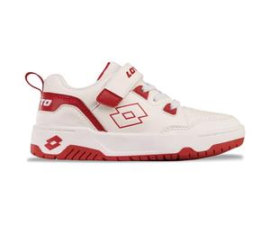 Lotto Awery K Unisex Kids, Scarpe da Ginnastica, Bianco Rosso, 26 EU
