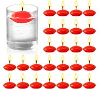 Lotto da 30 candele galleggianti rosse, non profumate, rotonde, per matrimoni, piscina, feste, spa, vasca da bagno, San Valentino