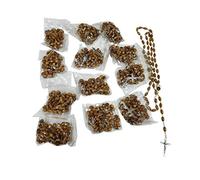 Lotto di 12 Jerusalem Soil Bethlehem olive Wood Rosaries W/Holy Earth Relic