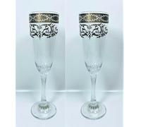 Lotto Di 2 pure Platinum Italy Calici per Champagne 177ml, Mano Decorato