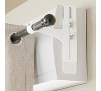 Lotto di 2 Supporti di tringlio a cortine Senza Foratura, Supporto cortine Cassetta Volante, Metallico e Resistente, Ø20-28 mm, tringlio cortine Senza Foratura Cassetta Volante, Bianco