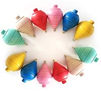 Lotto di 4/8/12 Trottole di Legno Classico Colorate - Regali e Segni per Comunioni, piñatas, Bambini, Bambine, Feste di Compleanno, Trompas, peón, trompo, trompón, Spinner, girandola (12)