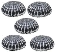 Lotto di 5 pezzi New Mandala Round Floor Case Cuscini indiani Fodera per...