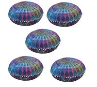 Lotto di 5 pezzi New Mandala Round Floor Case Cuscini indiani Fodera per...