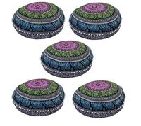 Lotto di 5 pezzi New Mandala Round Floor Case Cuscini indiani Fodera per...