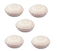 Lotto di 5 pezzi New Mandala Round Floor Case Cuscini indiani Fodera per...