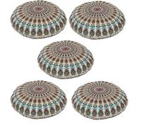 Lotto di 5 pezzi New Mandala Round Floor Case Cuscini indiani Fodera per...