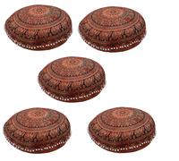 Lotto di 5 pezzi New Mandala Round Floor Case Cuscini indiani Fodera per...