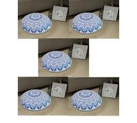Lotto di 5 pezzi New Mandala Round Floor Case Cuscini indiani Fodera per...