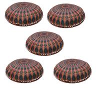 Lotto di 5 pezzi New Mandala Round Floor Case Cuscini indiani Fodera per...