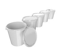 Lotto di 5 secchi plástico 30 L container qualità alimentare con coperchio (5x22049)