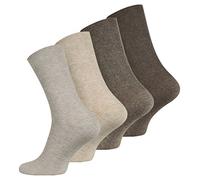 Lotto di 8 paia di calze senza elastico - Cotone - Punta rinforzata - per piede diabetico marrone beige/marrone