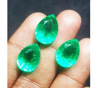 Lotto Di Smeraldi Naturali 7-10 Ct 3 Pz Gemme Sciolte A Forma Di Pera ~ PE13