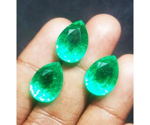 Lotto Di Smeraldi Naturali 7-10 Ct 3 Pz Gemme Sciolte A Forma Di Pera ~ PE13
