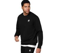 Lotto Felpa basic da uomo, in cotone, senza cappuccio e con piccolo logo, casual, vestibilità normale, disponibile in 3 colori, felpa in S-3XL, Nero , L