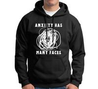 Lotto felpa con cappuccio Anxiety Has Many Faces salute mentale depressione...
