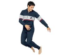 LOTTO homewear Tuta Sportiva Uomo in Cotone Garzato Pimavera Estate Leggera S M L XL XXL 3XL 4XL 5XL (IT, Testo, L, Regular, Regular, BLU 171)