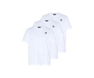 Lotto Maglietta basic da uomo, confezione da 3 pezzi, vestibilità normale, 100% cotone, maglietta da uomo con piccolo logo, maglietta a maniche corte, da uomo, taglia M-5XL, bianco, XXL