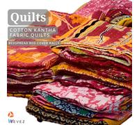 Lotto misto all'ingrosso trapunte tribali Kantha copriletto vintage cotone co...