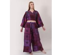 Lotto misto set 2 pezzi da donna multi patchwork incrociato top e pantaloni a...