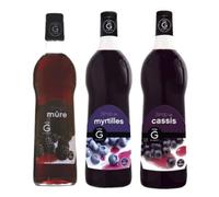 Lotto sciroppi di frutta nera Rioba - maturo 70cl, mirtillo 70cl, ribes nero 1l
