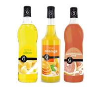 Lotto sciroppo di agrumi Rioba - limone 1L, arancione 70cl, pompelmo rosa 1L